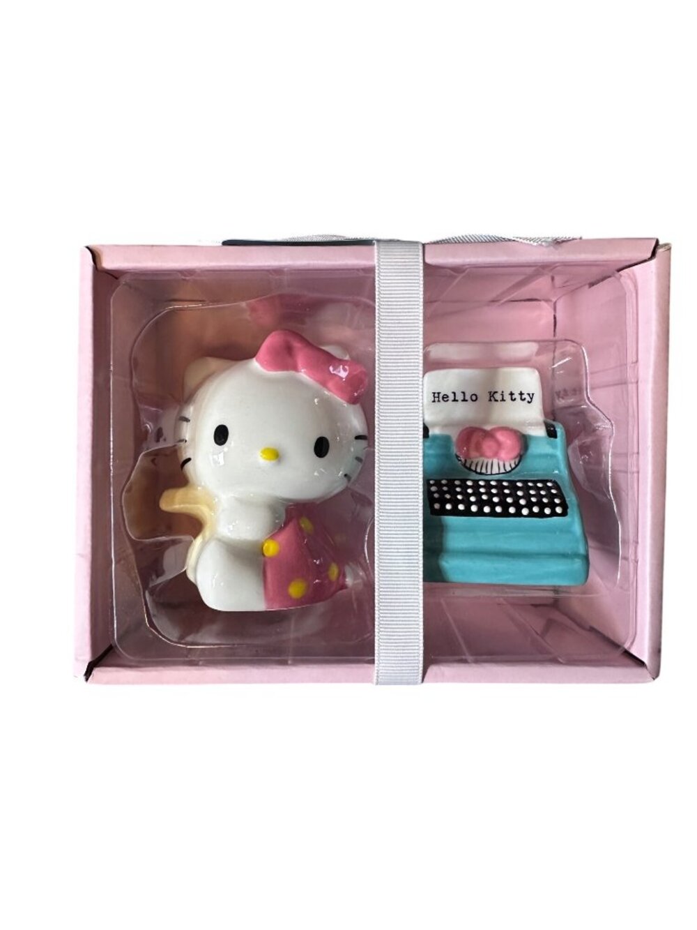 Hello Kitty Handcrafted Salt & Pepper Shaker Set With Typewriter Design